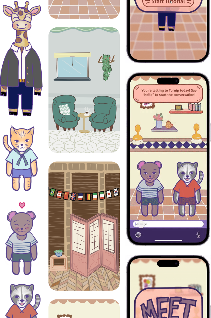Avatar and room asset sheet